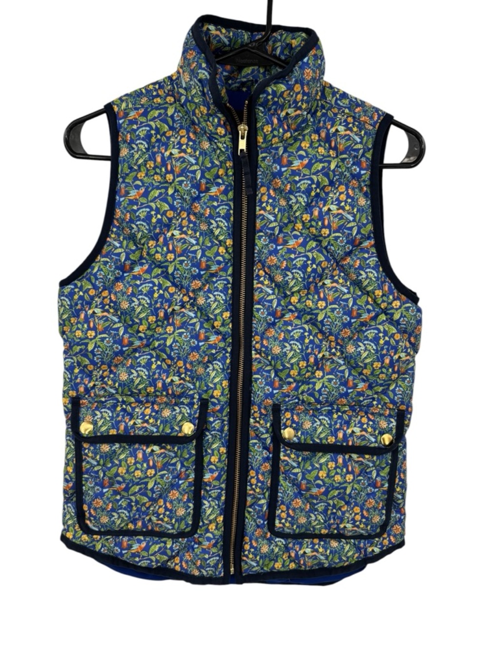 J. CREW Liberty Catesby Floral Fabric Birds Excursion Down Puffer Vest XXS